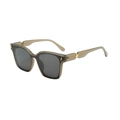 Oversized square sunglasses in transparent tea gray frame with gold lightning accents - Light Coffee Frame Grey Lens