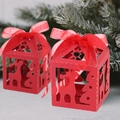 Laser-cut Christmas candy gift box in bright red with reindeer and snowflake patterns - Deer Pattern / Red