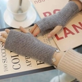 Guanti senza dita in maglia grigia da donna invernali per touch screen caldo - Taglia unica / Grigio Premium