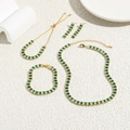 Emerald and white zircon 4-piece jewelry set with necklace, bracelet, earrings and ring - Four Piece Jewelry Set
