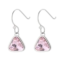 Pink triangle crystal earrings with silver metal hooks for women jewelry set - Silver Pink Triangle Earrings (KE105517-K)