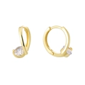 Elegantes aretes de aro en plata S925 bañados en oro 14K con circonita redonda brillante - Circonia Redonda (SE0129) / Plata 925 / Dorado