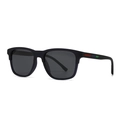 Classic black TR frame sunglasses with grey lenses and colorful striped temple accents - Black Frame Red Green Legs