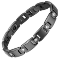 Pulsera magnética de acero inoxidable negro con diamantes de estilo pirámide - Estilo de Hombre / Negro