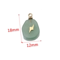Green stone square pendant with golden lightning bolt inlay and dimension labels - Green Aventurine - Lightning
