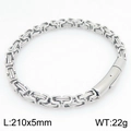 Pulsera de cadena bizantina para hombre en acero inoxidable, tamaño 210mm por 5mm - Estilo B Cadena Delgada (KB210951-Z) / Color Acero
