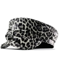 Schirmmütze mit Leopardenmuster, Schleife und Lederstruktur im Retro-Stil für Damen - Grau