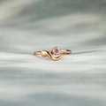 Rose gold s925 silver evil eye ring with pink gemstones on grey fabric background - US Size 7 (Adjustable) / Rose Gold