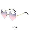 Frameless heart-shaped sunglasses with devil horns and purple-pink gradient lenses - Grey Pink Gradient