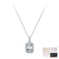 S925 sterling zilveren ketting met emerald geslepen moissaniet en halo-hanger ontwerp - 1.00ct Emerald Cut D Color VVS1 Moissanite Ketting / Zilver