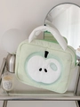 Borsa da trucco trapuntata verde chiaro con ricamo Luck Apple e manici bianchi - Verde