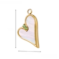 Detail view of heart pendant with shell inlay, dimensions 1.7cm x 1.2cm, weight 1.6g - Mother of Pearl with Green Stones Heart-AP41825D7A0