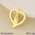 Golden heart pendant with woman silhouette, stainless steel jewelry charm 16x14mm - Elegant Woman Heart (KLJ9573-ZLA)