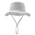 Detail of light grey kids bucket hat featuring breathable mesh vents and adjustable chin strap - 46CM Circumference / Light Gray