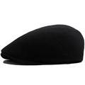 Casquette gavroche noire classique pour femme avec texture sergé et design à panneaux - Noir
