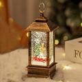 Bronze Christmas water lantern with vintage truck, snow globe scene and LED lights - Car and Tree