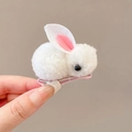 Barrette à cheveux lapin blanc en peluche avec oreilles roses et pince pour filles - Petit Lapin Blanc
