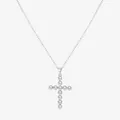 Elegante collana in argento s925 con ciondolo a croce composto da undici perle bianche - Argento 925 / Argento