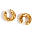 Ear cuff spessi a forma di C in acciaio inossidabile lucido placcato oro 18 carati - Oro