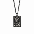 Silver vintage Tarot Judgement pendant necklace in durable stainless steel finish - Judgement / Black