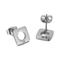 Polished hollow square stainless steel earrings base for DIY jewelry making - Steel Color Square (KLJ3789-Z)