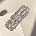Pasador BB rectangular dorado con pedrería brillante en tarjeta de exhibición blanca - Estilo 11 Blanco