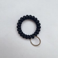 Black spiral spring keychain wristband with durable metal ring for DIY multipurpose use - Black