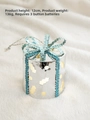 Christmas Silver Gift Box Hanging Ornament Blue Glitter Light Up Holiday Decor 12cm - Silver Cylinder Style
