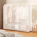 Translucent 180x150x50cm garment rack cover in thickened eco-friendly material - Frosted / L180xW50xH150cm