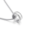 Roestvrijstalen ketting met draaibare ringhanger en gegraveerde mantra-tekst - Mantra Gravure / Staalkleur