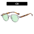 Retro Sonnenbrille C8 mit grauem Sechseck-Rahmen und grünen Gläsern - Durchscheinend Grau Rahmen Schildpatt Bügel Grüne Gläser