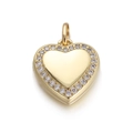 18K gold heart pendant with sparkling crystals and a central pearl detail - Pave Heart Pendant