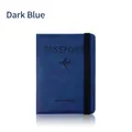 Dark blue textured PU leather passport holder with elastic strap and travel wallet logo - Strap Passport Cover / Dark Blue