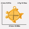 Detailed view of 18K gold plated fish pendant with size measurements and weight info - Goldfish (S2038) / Gold