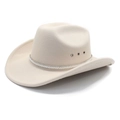 Classic cream wool felt western cowboy hat with elegant pearl and rhinestone hatband - Beige