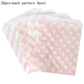 20pcs pink and white kraft paper gift bags with clover and polka dot patterns - Mixed Patterns Style / Light Pink