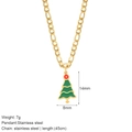 Golden stainless steel necklace with green and red Christmas tree pendant, 45cm chain - Christmas Tree (G11)
