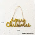 Golden Merry Christmas wooden sign with glitter and 3D tree hanging decoration - 20CM Bright Gold Letter Sign