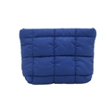 Royal blue quilted down clutch bag with padded puffer texture and square stitching - Blue