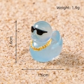 Luminous blue mini duck figurine with sunglasses for DIY micro landscape decor - Blue