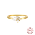 Elegant gold-plated 925 sterling silver wedding ring with oval and round cut gemstones - US 6 / Gold Style 1