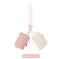 Pink and off-white mini wristlet pouches in water-resistant nylon with wrist strap - Ivory White/Pink