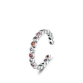 Bague ouverte en argent sterling S925 avec zircon rouge et motifs d'étoiles noires - Ouvert Réglable / Bague Étoile en Argent S925 (Zircone Rouge)