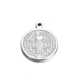 Religious St. Benedict medal pendant in polished silver finish for DIY necklace making - 18# (18mm Diameter) / Steel