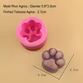 3D cat paw silicone mold for chocolate and soap making with pink mold and purple sample - 3562-Pink (Grain Surface)