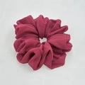 Detailed close-up of dark rose red chiffon hair scrunchie with soft ruffled texture - Dark Rose (4-1)