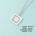 Silver rotating double layer geometric square pendant necklace with 45+5cm length chain - Double Layer Rotatable Square (Silver) / Steel