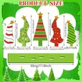 Detailed size chart for wooden Christmas tree table decor with dimensions in cm and inches - Wooden Christmas Trees Set