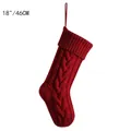 Classic large 18 inch red cable knit Christmas stocking with thick hanging loop - Purplish Red