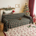 Christmas red and green plaid throw blanket with soft tassels for sofa decor - 180*230CM / Vintage Red Green Plaid